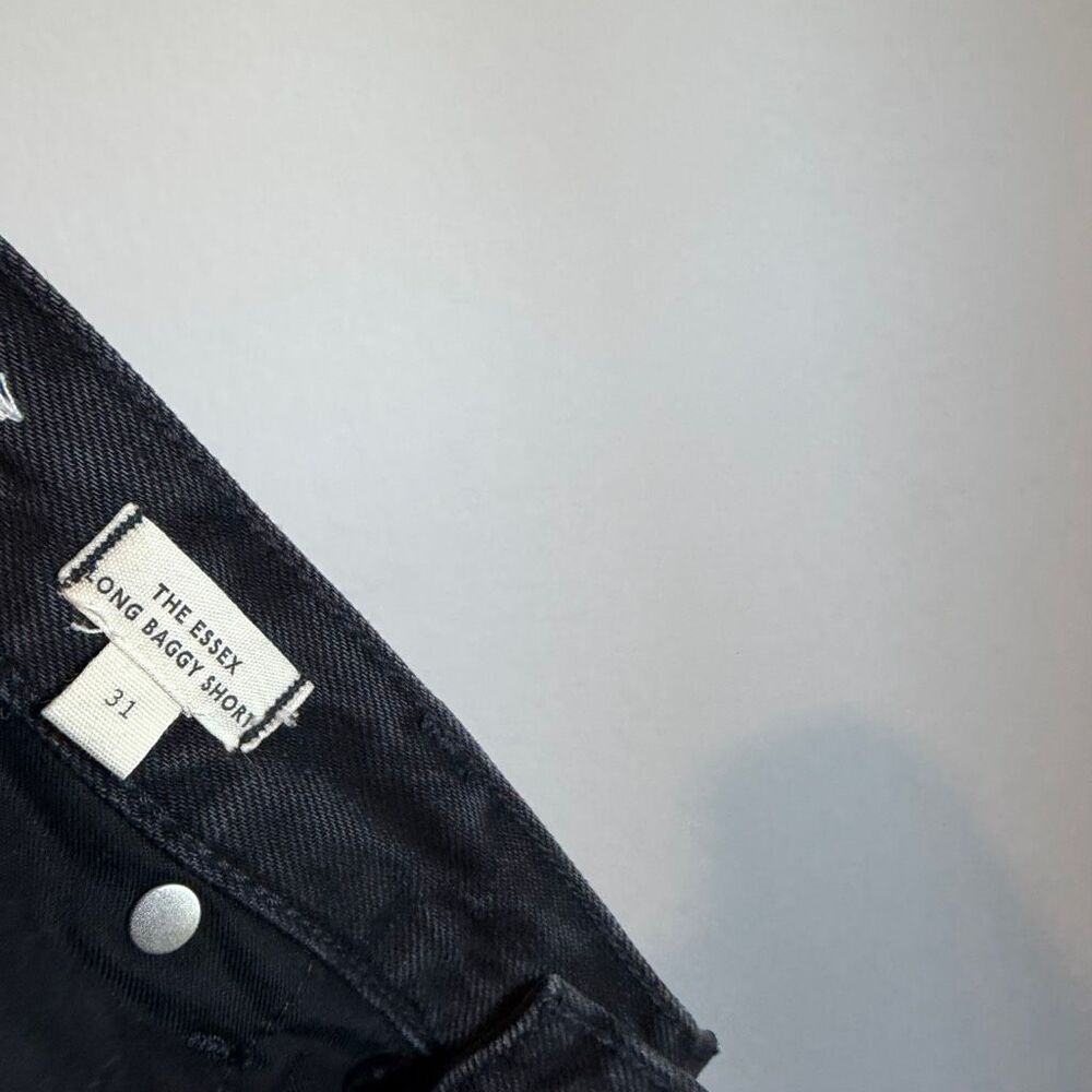 Madewell Pasco Black Rigid Denim The Essex Long Baggy Shorts Women's Size 31 - Picture 3 of 6